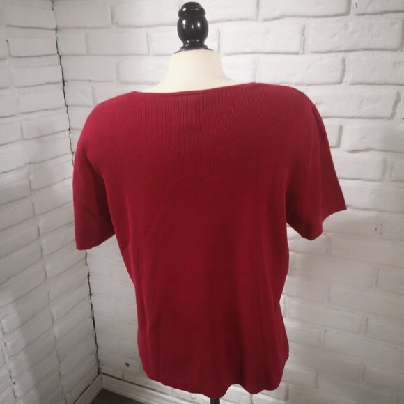 Talbots Ladies Size Large Red Short Sleeves Lightweight Sweater - Picture 2 of 9